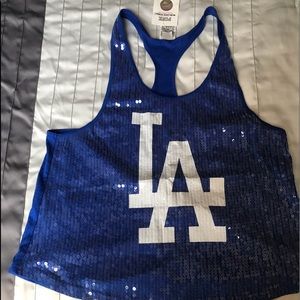 Dodgers sequined crop tank SM NWT
